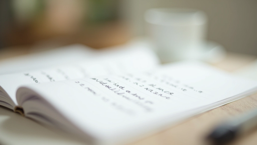 Close-up of journal pages with handwritten notes about personal thoughts and feelings